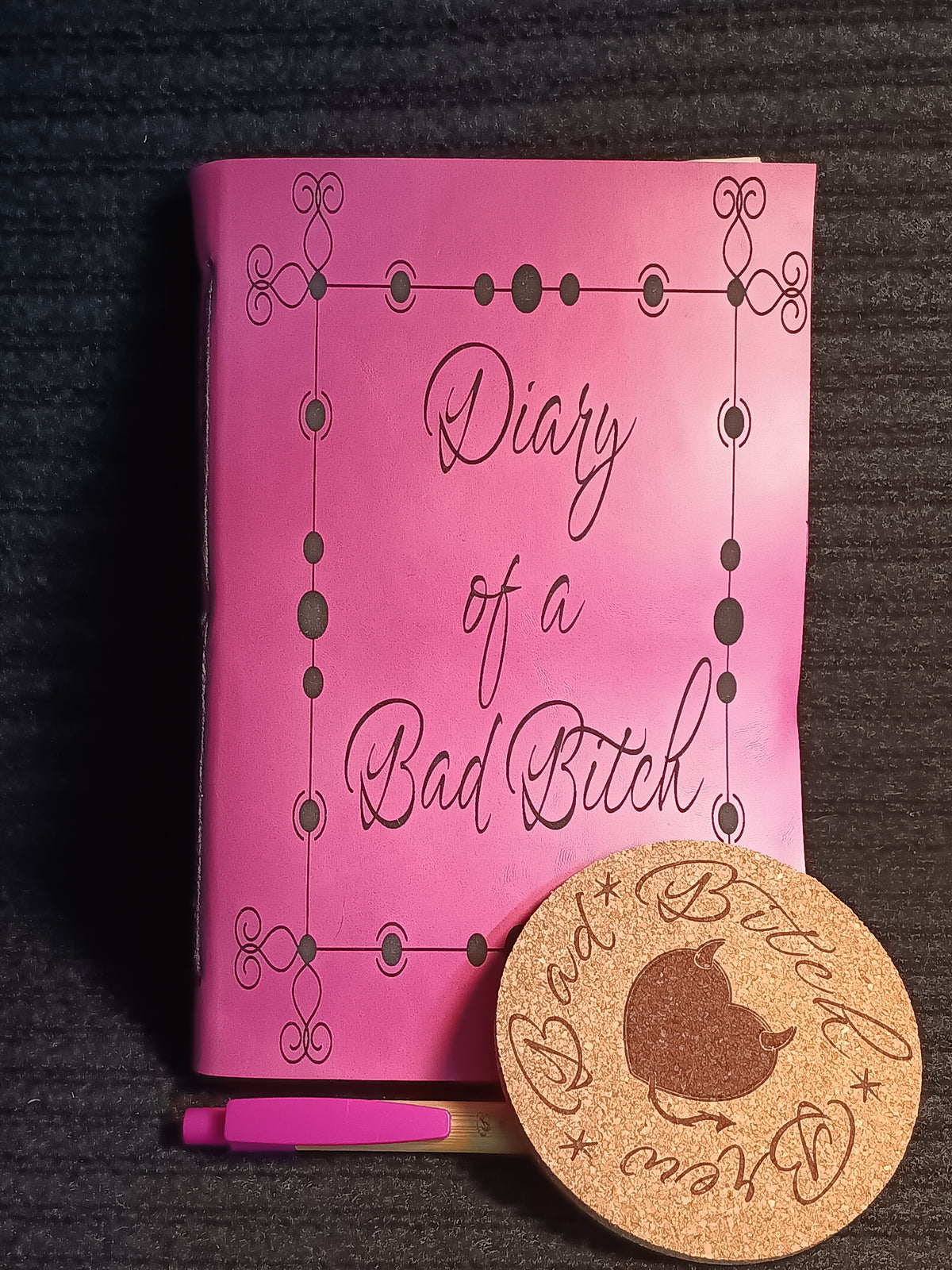 Engraved Journal Gift Set | Matching Journal, Coaster & Bamboo Pen