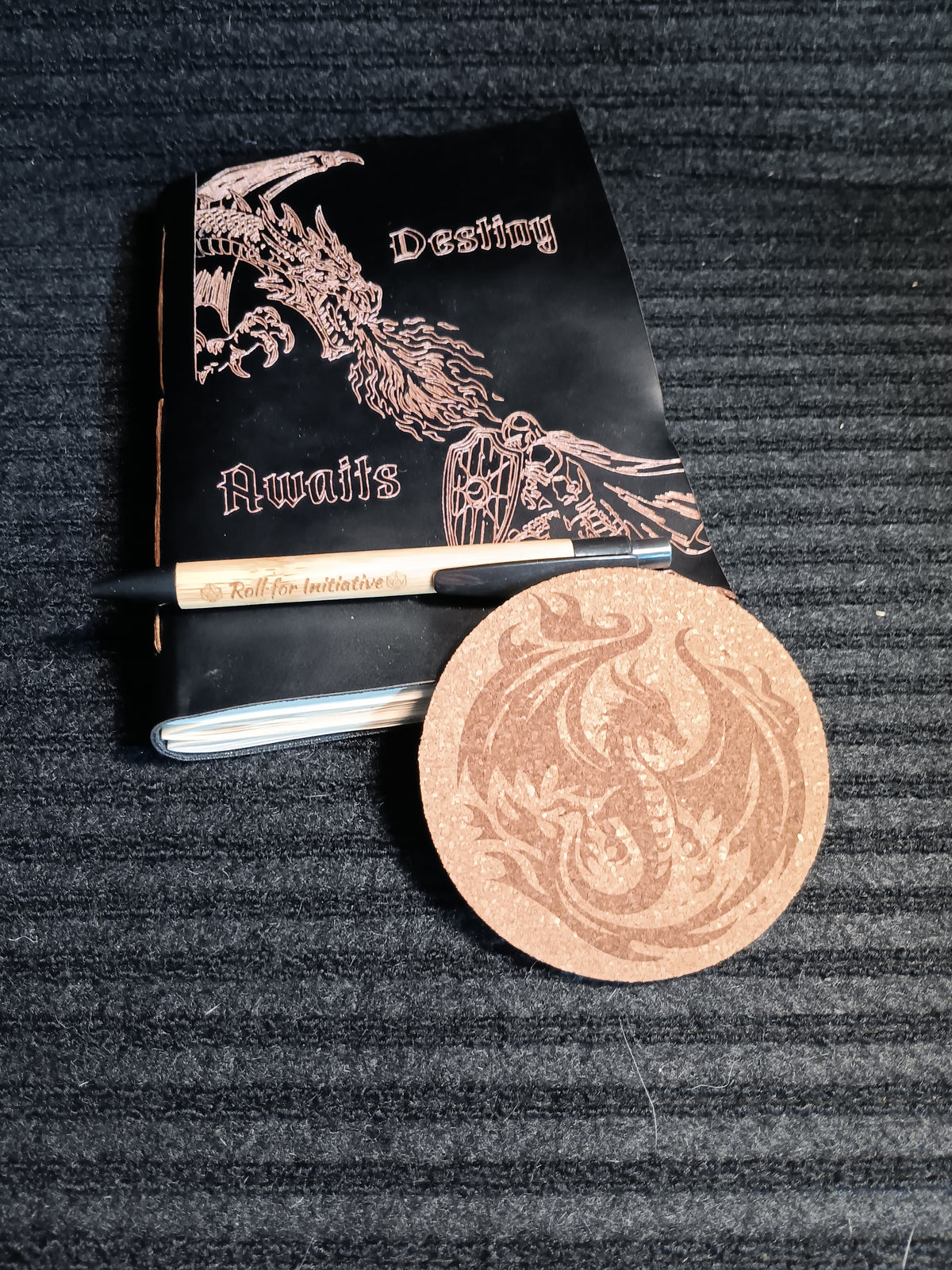 Engraved Journal Gift Set | Matching Journal, Coaster & Bamboo Pen