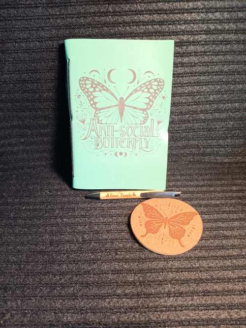 Engraved Journal Gift Set | Matching Journal, Coaster & Bamboo Pen