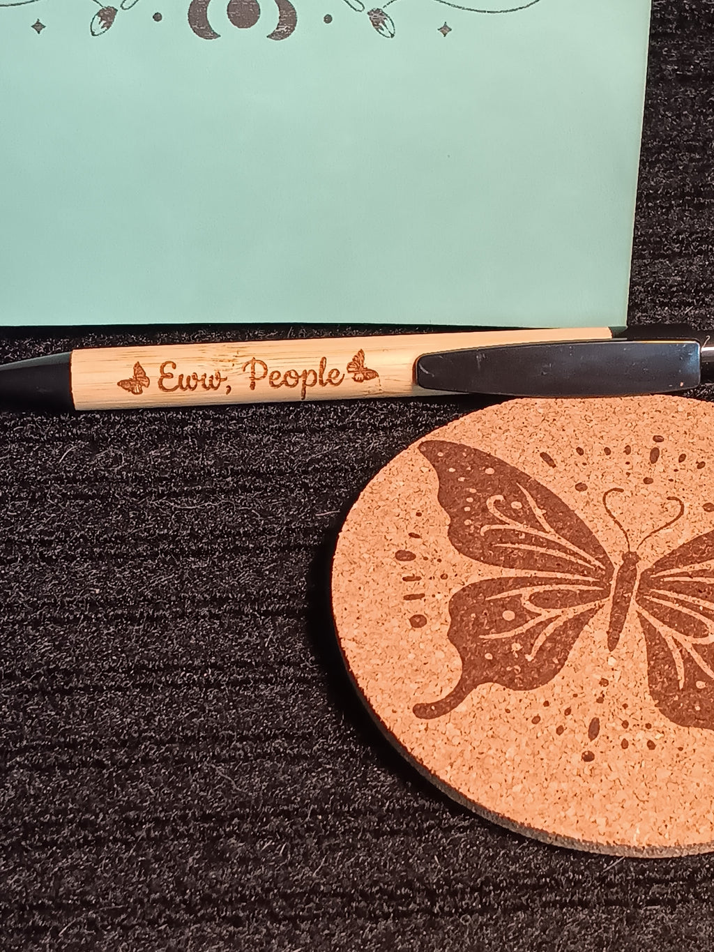 Engraved Journal Gift Set | Matching Journal, Coaster & Bamboo Pen